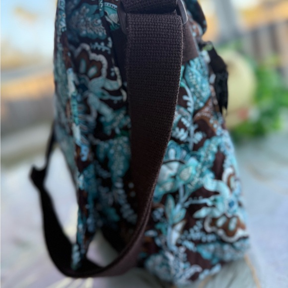 Vera Bradley Women’s Computer Bag Crossbody Java Blue Brown Floral Retired. - Picture 5 of 13